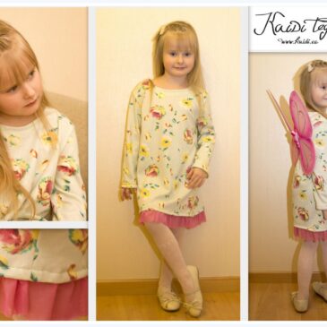 Kollased juuksed, rohekas kleidike…